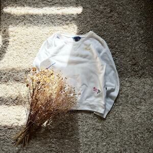 Polo Ralph Lauren White Sweatshirt Monogram Logo Big Kids Teen Youth Sz L 12-14
